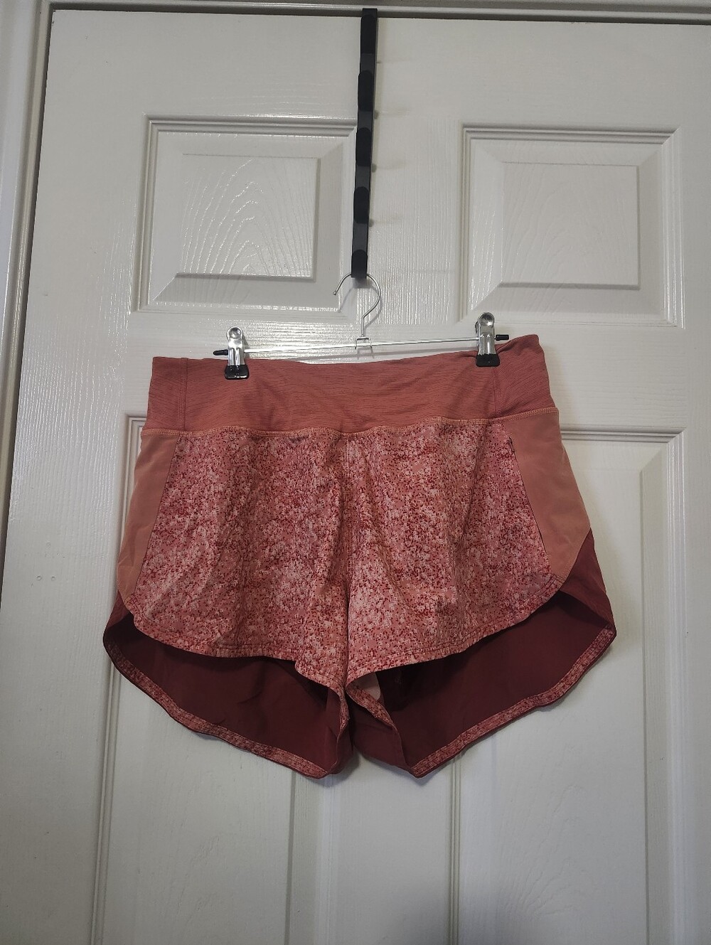 Outdoor Voices Coral Patterned Layered Running Shorts